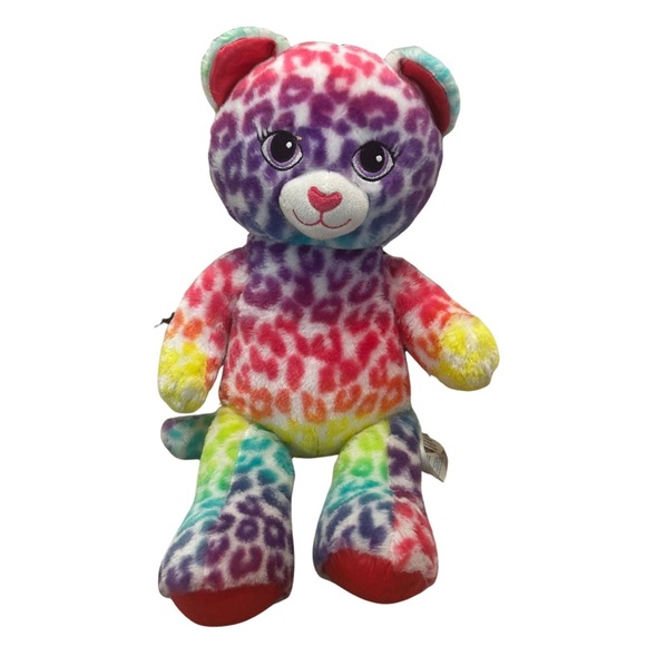 Build-A-Bear Workshop Rainbow Leopard Print Teddy Bear Plush Stuffed Animal 16” - Picture 1 of 10
